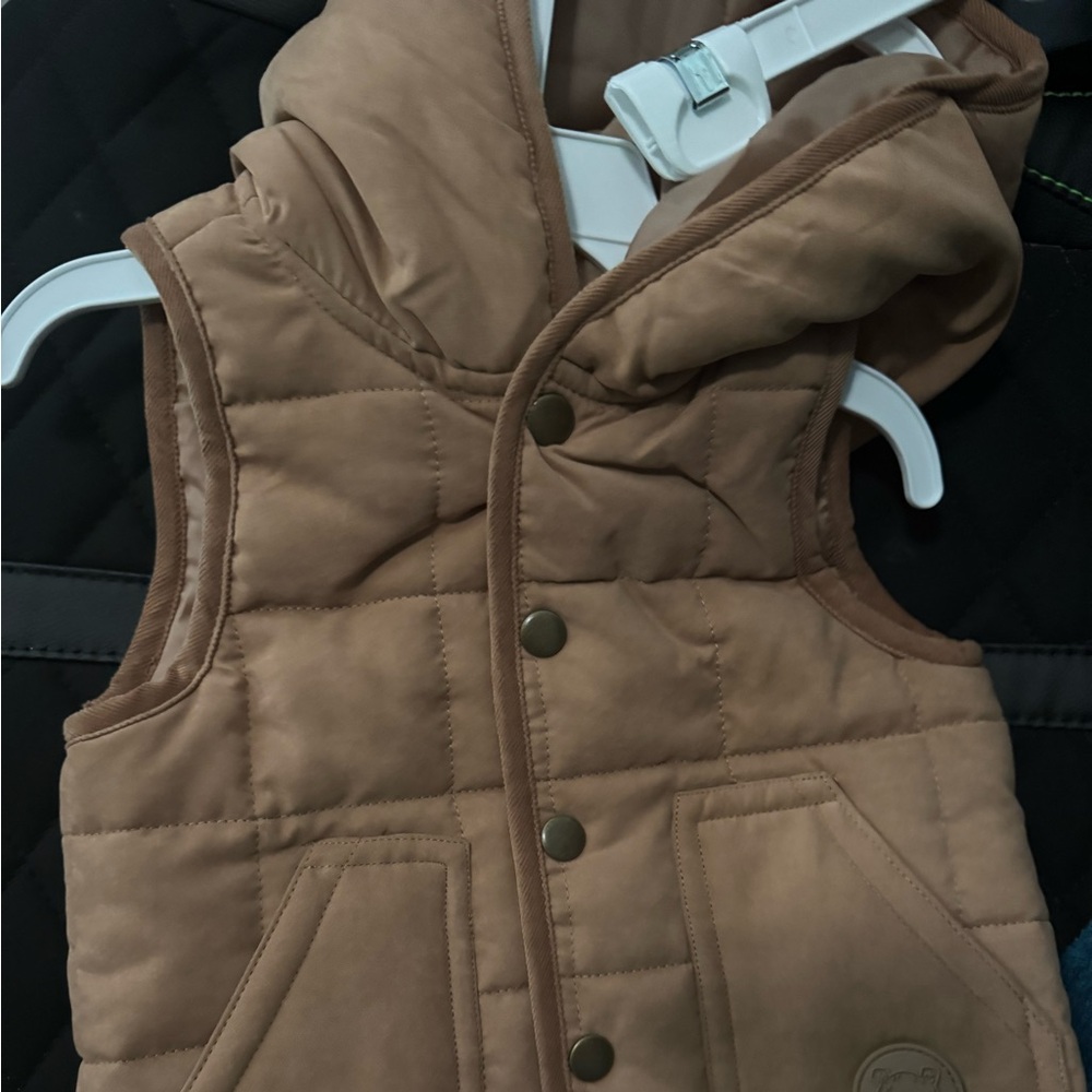 Children's Tan Vest with Hood